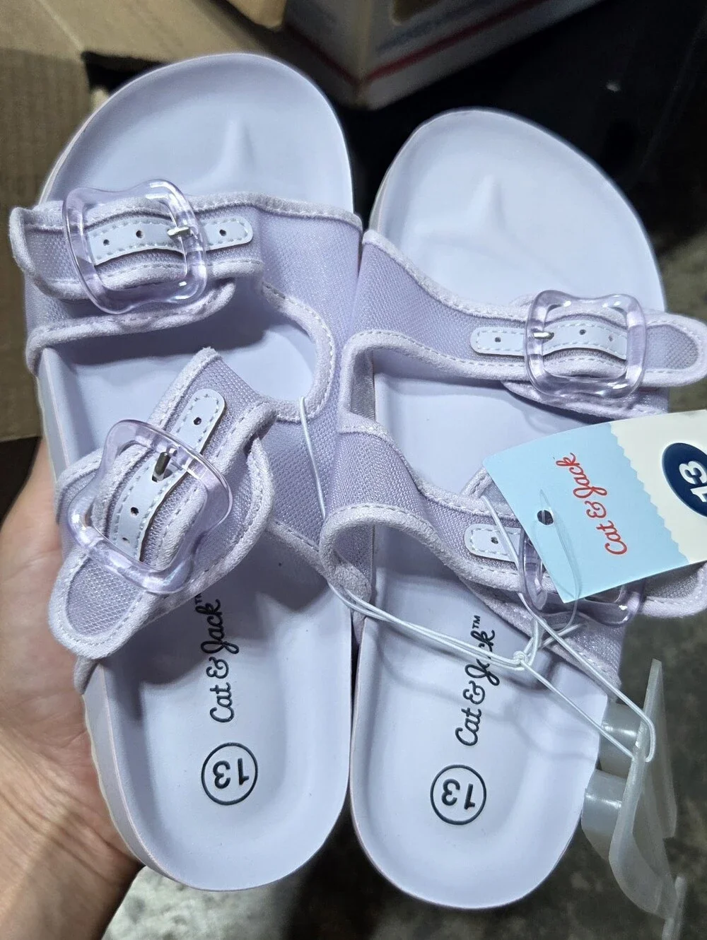 Kids Lilac Double-Buckle Slide Sandals